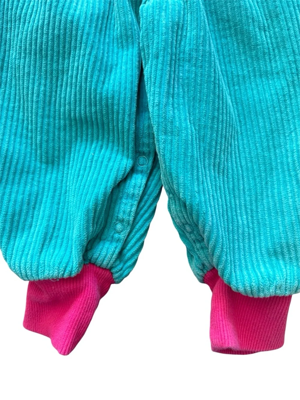 Vintage 1990’s Gymboree Girls’ Teal Corduroy Overalls Pink Accents Size Small
